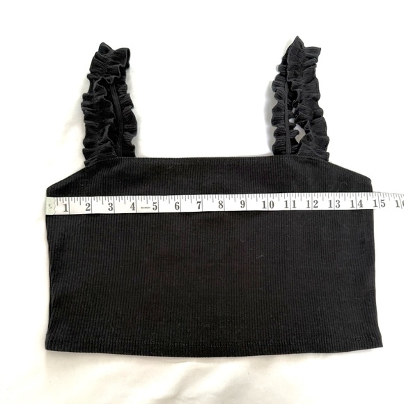 Aritzia Sunday Best Fire Cracker Black Ruffle-Shoulder Cropped Tank - Picture 8 of 12
